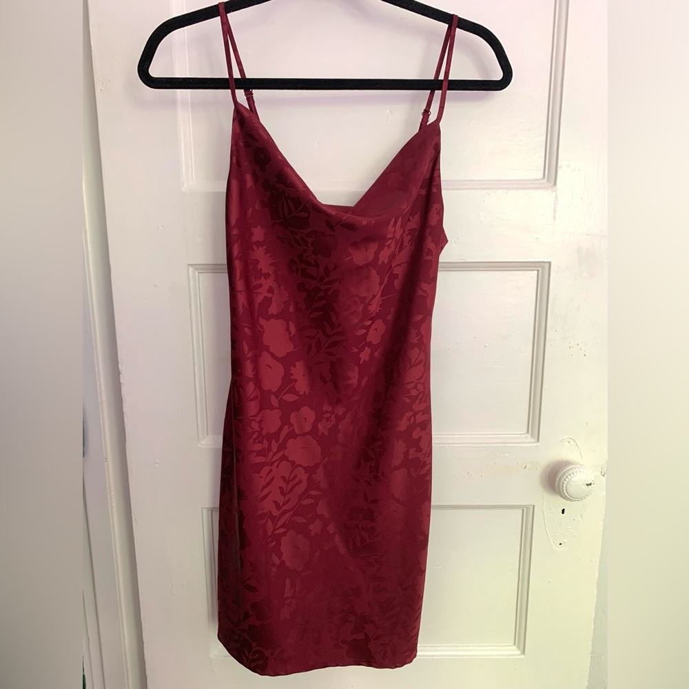 Urban Outfitters Mallory Cowl Neck Slip Dress in Burgundy Floral